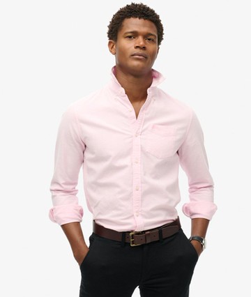 Superdry Men's Men's Long Sleeve Oxford Shirt Pink / City Pink - Size: L