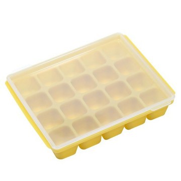 [福利商品]7-3_Tgm 矽膠副食品冷凍20格分裝盒, 15.5*12*3cm, 芥末黃色, 1入