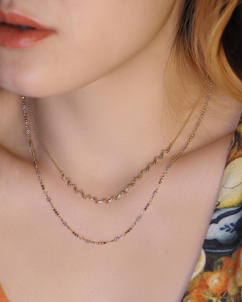 Tri-Gold Kuroba Necklace | 日系三色純金頸鏈 | 18K 三色黃金