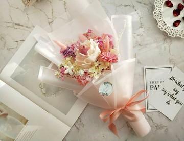 【藍芯手作】蜜桃蘇打花束・畢業花束・生日禮物・情人節・開幕禮