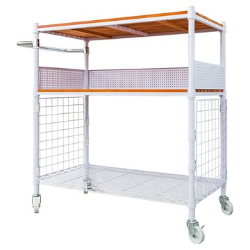 dayneeds 日需百備 烤漆三層架廚房收納推車 含工業輪  白色 + 柚木  1個