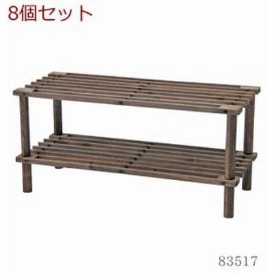 マルチフリー＆シューズラック 2段 ブラウン ナチュラル 4個セット