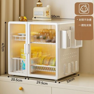 碗碟櫃 餐具碗碟收納架 收納盒 廚房碗筷瀝水架 收納架 輔食碗櫃 一體免安裝碗碟收納架