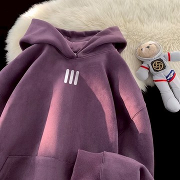 烏梅紫帽T 帽T 衛衣 麂皮絨重磅 硬挺連帽衫 美式 Hip-Hop 情侶外套 Oversize 寬鬆 顯白紫色 街頭露