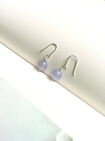 Ops Blue Lace Agate Silver earring-藍紋瑪瑙/純銀/情人節/耳環