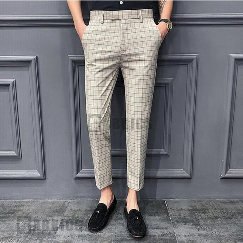 クロップド パンツ 細身 ズボンメンズ チェック 紳士 ズボン夏 薄手 傾向クールビズスラックスズボン 通販 Lineポイント最大0 5 Get Lineショッピング