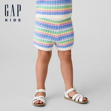 【GAP】嬰兒及幼兒鉤針編織套穿短褲-多色條紋(897656)