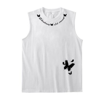 夏季美式潮流重磅純棉背心男士百搭寬松透氣運動健身坎肩無袖T恤