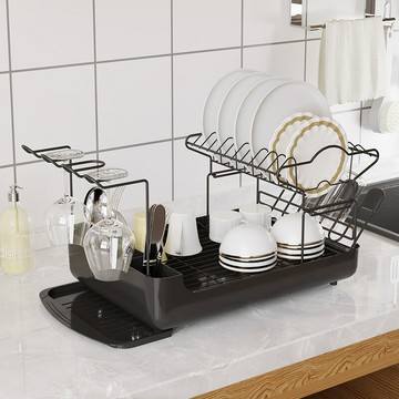 ??快速出貨?? 公司貨 雙層廚房置物架臺面可拆卸碗筷碗盤收納碗架廚用碗碟瀝水架
