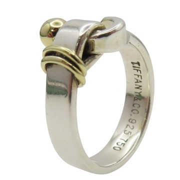Tiffany & Co 蒂芬妮 925純銀 18黃K金 Hook & Eye 戒指 【二手名牌BRAND OFF】