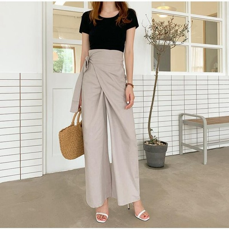 ボトムス パンツ リネンパンツ 綿麻 ワイドパンツ レディース ハイウエスト ボトムス ロングパンツ ガウチョパンツ カジュアル 美脚効果 真っ直ぐ 通販 Lineポイント最大get Lineショッピング
