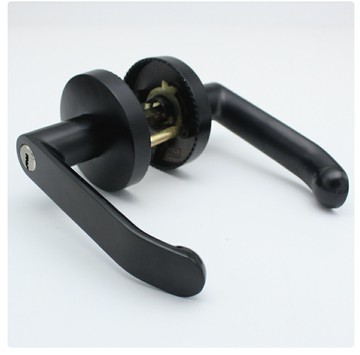 通用型三桿式球形鎖黑色室內臥室門鎖家用房間實木門鎖門把手門鎖