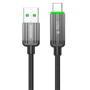 AIDOGA 艾迪伽 鋼鐵系列 充電傳輸快充線 USB-A-Type-C  鈦灰色  1條  1.2m