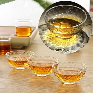 手工日式加厚耐熱品茗杯鉆石玻璃茶杯玉蘭杯水晶錘目紋喝水小茶碗