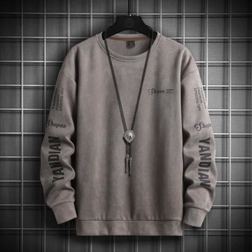 nasa奧特萊斯麂皮絨衛衣男款春季寬松內搭衣服男生圓領長袖打底衫