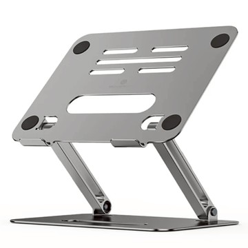 ANTIAN 升降式鋁合金雙層折疊筆電支架/增高護頸筆記本支架/桌面散熱筆電底座  1個  銀色