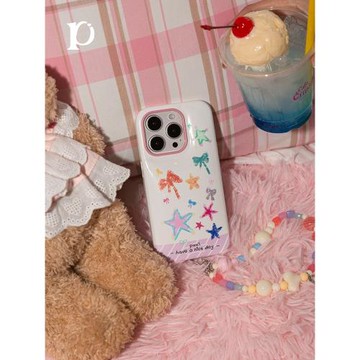 Puui原創適用蘋果15pro全包手機殼高級16promax粉色春夏蝴蝶結手機殼16pro蘋果15promax少女心可愛帶鏈條ins