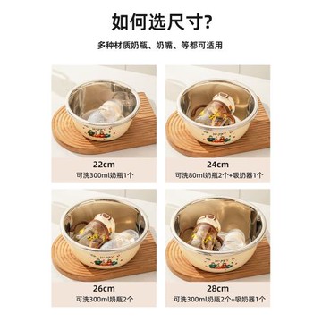 不銹鋼盆洗奶瓶專用盆食品級廚房和面盆打蛋盆子家用洗菜盆瀝水籃