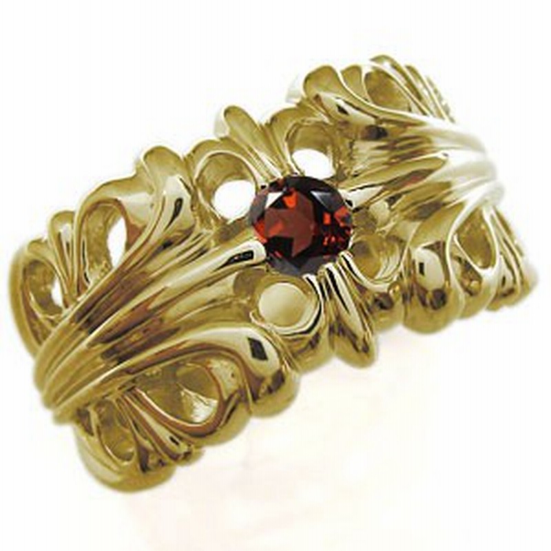 1月誕生石ガーネット 18金 リング メンズ 百合の紋章 クロス メンズリング 指輪 通販 Lineポイント最大1 0 Get Lineショッピング