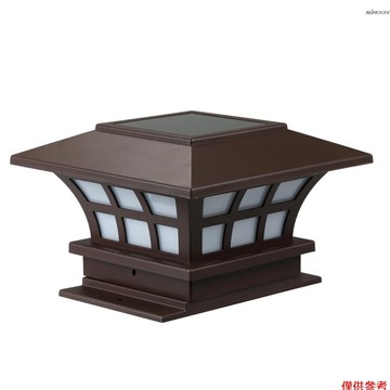 1W LED太陽能柱頭燈庭院燈 靈敏光控 內置600毫安大容量可充電電池 IP55防水等級 正白