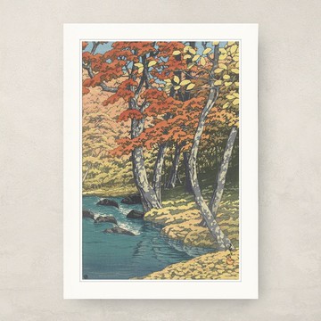 【 藝術畫卡 】川瀨巴水・奥入瀬之秋 | B4畫卡