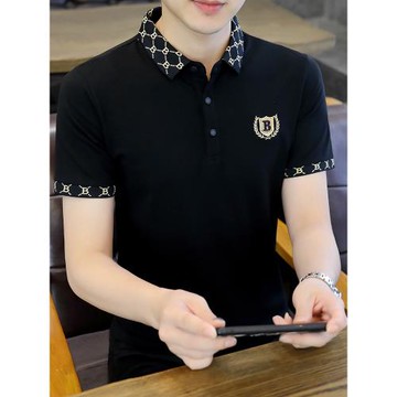 冰絲棉短袖t恤男士2025新款夏季休閑潮流半袖Polo衫夏裝翻領上衣