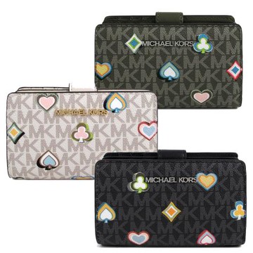 MICHAEL KORS 防刮LOGO撲克牌飾圖壓扣式中夾(三色)
