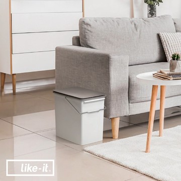 日本 Like-it Seals 上蓋按壓式可堆疊垃圾桶 17L - 灰色