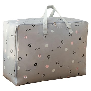 小麥購物 印花牛津棉被收納袋 L2083  1個  灰圈圈  60*50*25cm