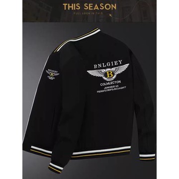 加厚新品潮牌男士高端刺繡外套男裝歐貨棒球服潮流白色歐洲站夾克