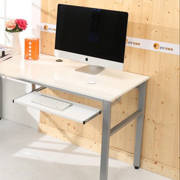 BuyJM 木紋白環保低甲醛160公分單鍵盤穩重型工作桌 電腦桌 附電線孔  I-B-DE086WH-K