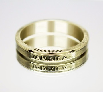 牙買加硬幣戒指 20 美元 2001 年男士硬幣戒指 女士硬幣戒指