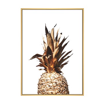 金金有鳳又來梨 金色鳳梨藝術裝飾畫  70 x 50cm  木色