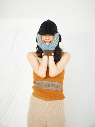 Hand-stitched Knit Tube Top [Orange]