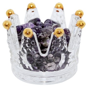 O'Pretty 歐沛媞 天然水晶擴香石約100g 手工皇冠玻璃容器 (5x6cm)  1組