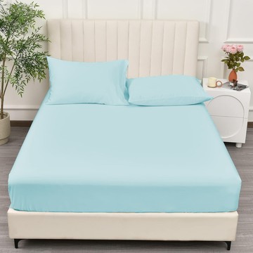 床包組-內含床包+枕套/涼感雪花冰紗/2582冰海藍