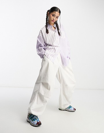 Cotton: On 'dad' shirt in light lilac-Purple