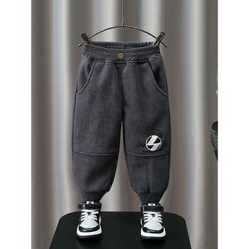 男童加絨褲子冬季2026新款兒童棉褲一體絨休閑褲男孩燈芯絨加厚冬