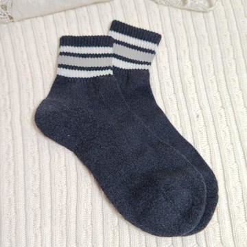 3雙男士毛巾襪純棉吸汗大尺碼毛圈襪深灰條紋短襪