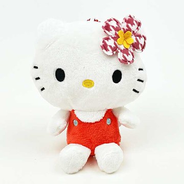 【震撼精品百貨】Hello Kitty 凱蒂貓~日本三麗鷗sanrio kitty千鳥格絨毛玩偶吊飾-紅*21651