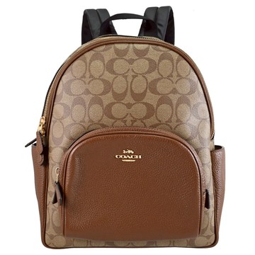 COACH 5671 經典印花LOGO休閒雙肩後背包.駝/咖