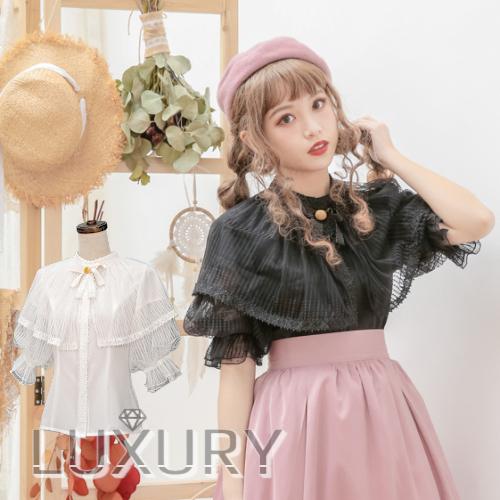 ロリータ服 Dolly Delly ケープ ドッキング ブラウス 2色 ホワイト