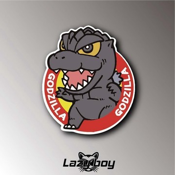 【卡通怪獸】Q版哥吉拉 GODZILLA 圓形徽章車標 經典怪獸防水車貼 汽車機車安全帽筆電行李箱高質感裝飾必備