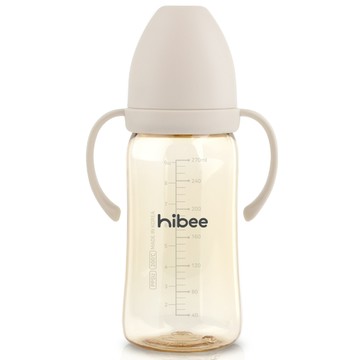 正韓 hibee - 靜謐 i 瓶 仿媽咪乳房感  『八孔360°循環防脹氣』 PPSU 寬口奶瓶/水瓶270ml_含把手-奶茶_H...