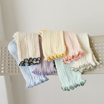 木耳邊捲捲襪 中筒襪堆堆襪 鏤空 中筒襪 學生襪 女生襪子 日系甜美堆堆襪 麻花 網眼透氣