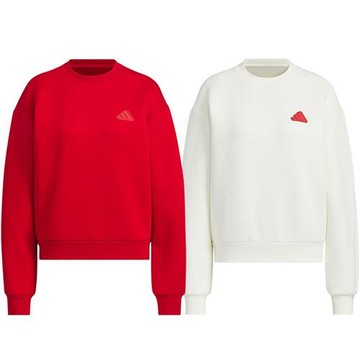 【下殺】Adidas 長袖上衣 女裝 大學T CNY 蛇年 紅/白【運動世界】JZ1640/JZ1641