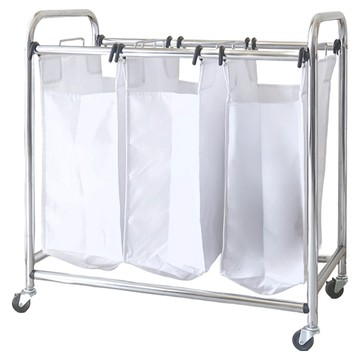 TRUELIFE OUTLET 三格分類洗衣籃車 RH2505-WT  78.4 x 46 x 81.5cm  白色