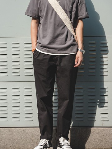 馬登工裝美式復古黑色直筒束腳休閑褲秋春季長褲松緊腰老爹褲男潮