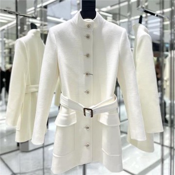 折扣村2026秋冬新款腰帶中長款羊毛呢大衣外套女