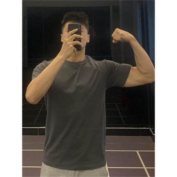 irontrap健身衣服男運動短袖純棉t恤圓領上衣修身純色訓練體恤夏
